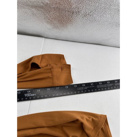 Ruched Button-Down Tunic Shirt Collar Medium NO BOUNDARIES 3/4 Sleeves Brown Y2K - Picture 8 of 8